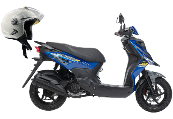 Скутер SYM CROX 125 Ярко Синий/ Матовый Темно-Серый + мотошлем SYM серый pitbikemarket.ru